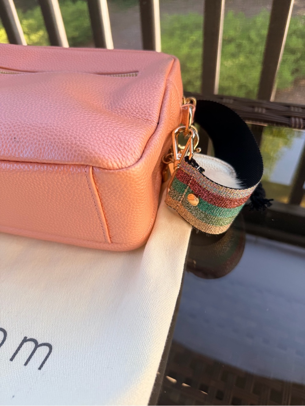 Pom Pom London Metallic Pink Original Plus Bag with 3 Straps - Picture 7 of 8